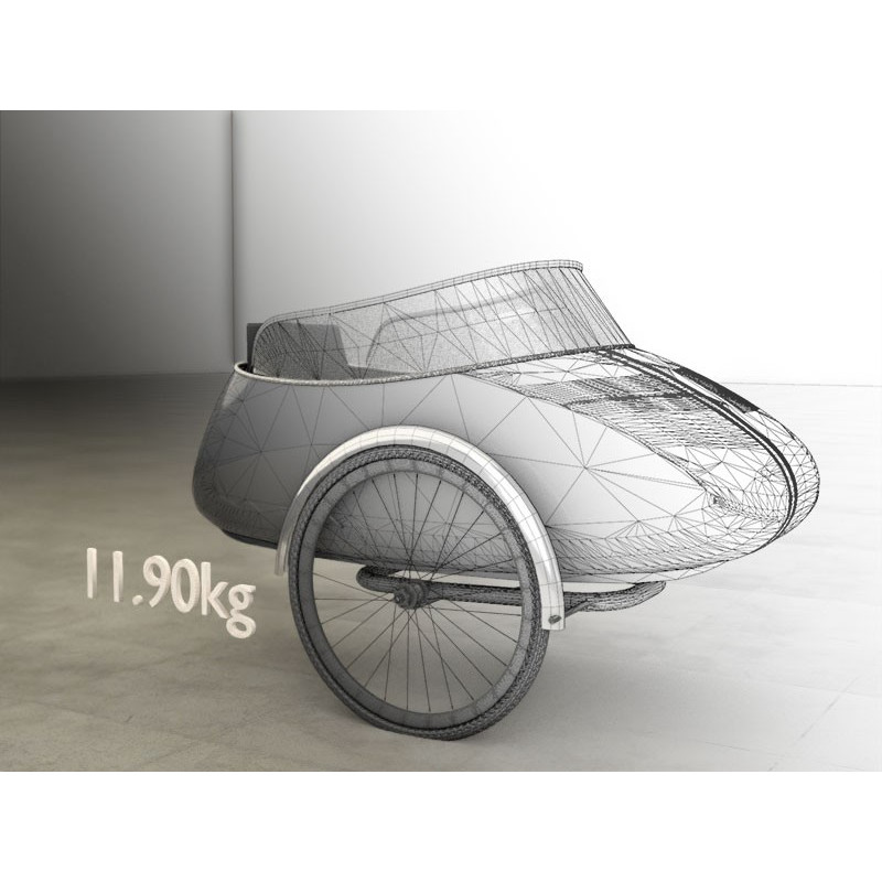 Scandinavian Side Bike Fiber Beiwagen - Weiß
