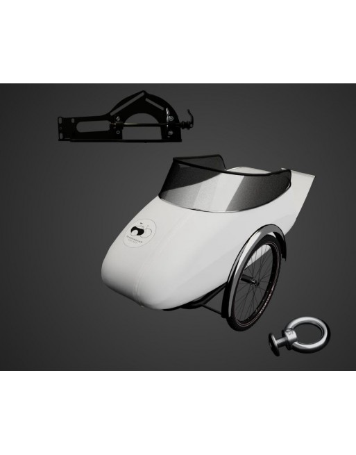 Scandinavian Side Bike Beiwagen für Hunde - Weiß