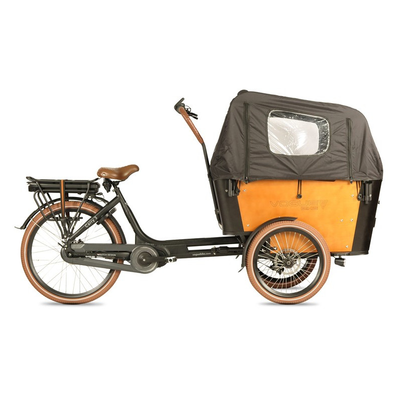 Vélo cargo électrique Vogue Carry 3 noir/marron (hydraulique)