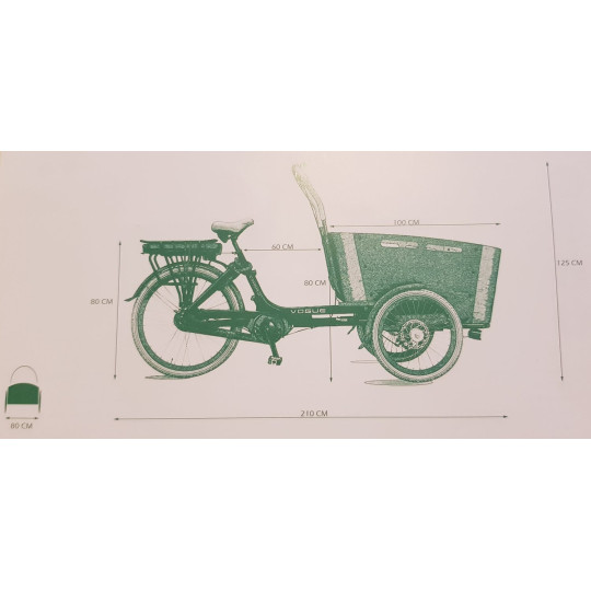 Vogue Carry 3 Elektrisches Lastenrad – Schwarz – 3-Rad Cargo Bike mit Mittelmotor