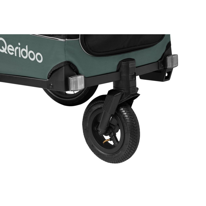 Qeridoo Nacho Hundeanhänger M Grün – 2-in-1 Buggy & Fahrradanhänger mit Federung