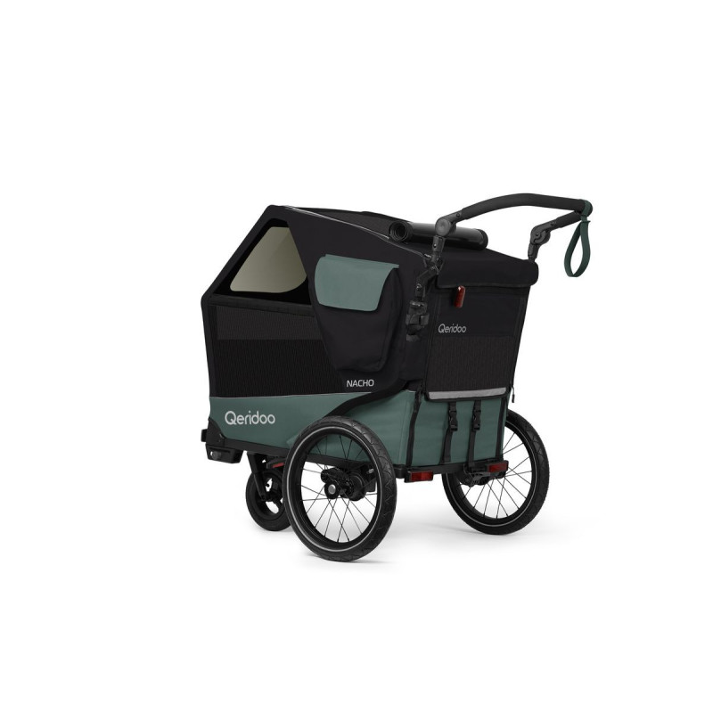 Qeridoo Nacho Hundeanhänger M Grün – 2-in-1 Buggy & Fahrradanhänger mit Federung