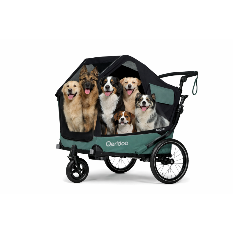 Qeridoo Nacho L hondenfietskar – 2-in-1 buggy & fietskar voor grote honden